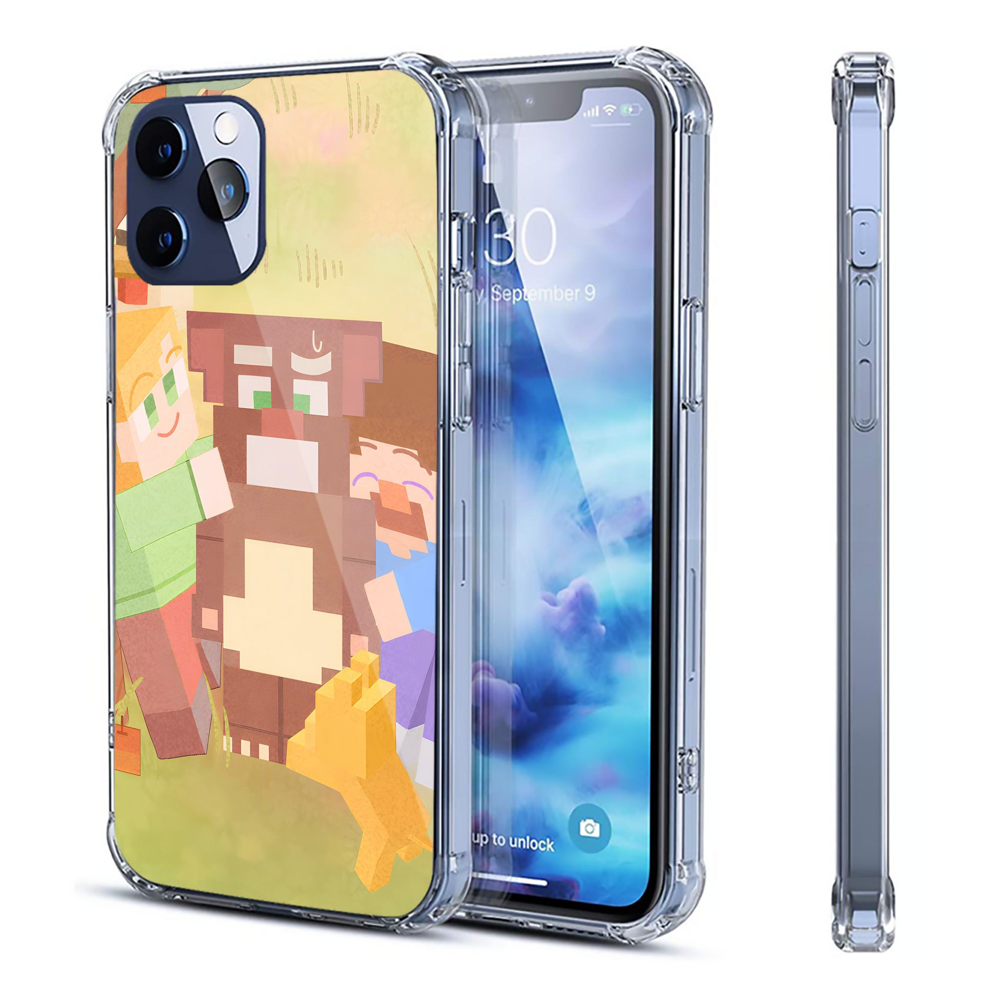（画像用） マインクラフト ブロックの世界 Minecraft MC Block world 【iPhone 12シリーズ対応】透明スマホケース（クリアソフトケース）